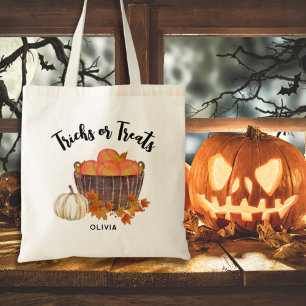 Tricks or Treats Cute Personalized Halloween Tote Bag