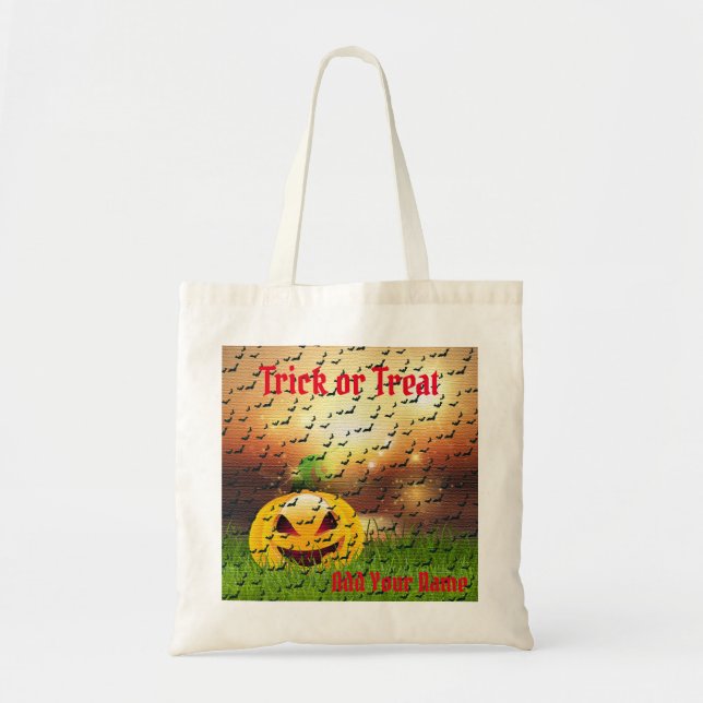 Tricks or Treats Happy Halloween Tote Bag (Front)