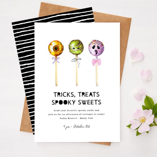 Tricks Treats Spooky Sweets Halloween Invite Kids  (Creator Uploaded)