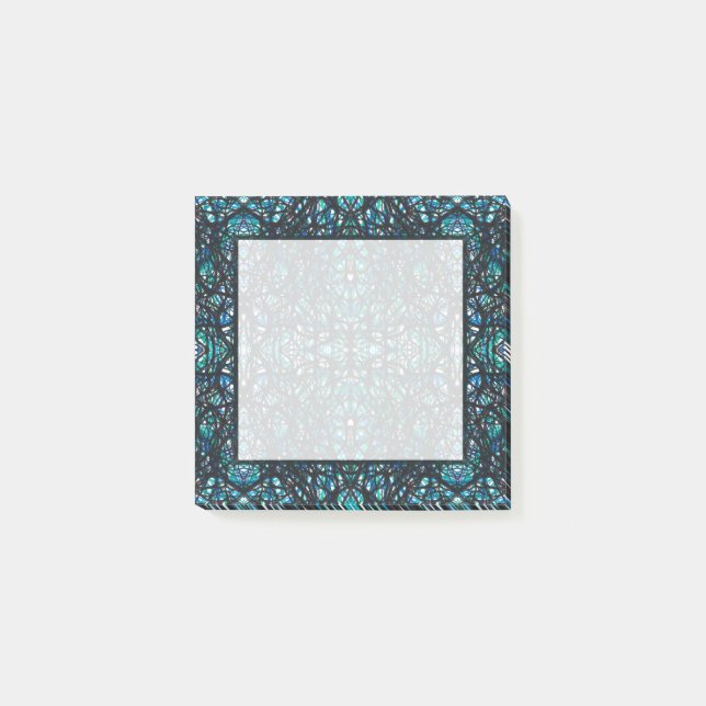 Trickster Blue Green Black Abstract India Ink Art Post-it Notes (Front)