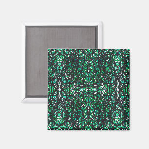 Trickster Green Black Abstract India Ink Art Magnet