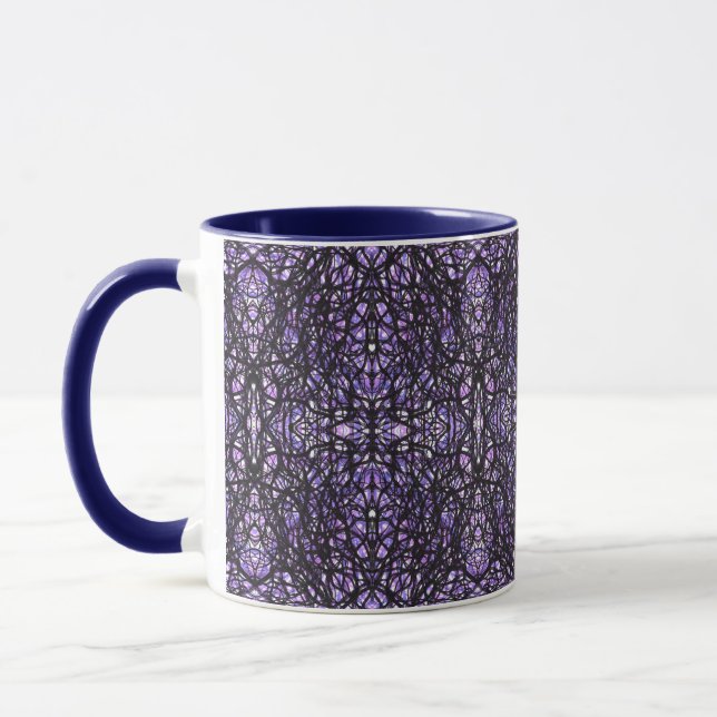 Trickster Purple Black Abstract India Ink Art Mug (Left)