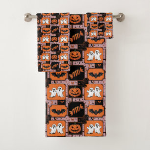Trickster Tiles: A Halloween Quartet Bath Towel Set