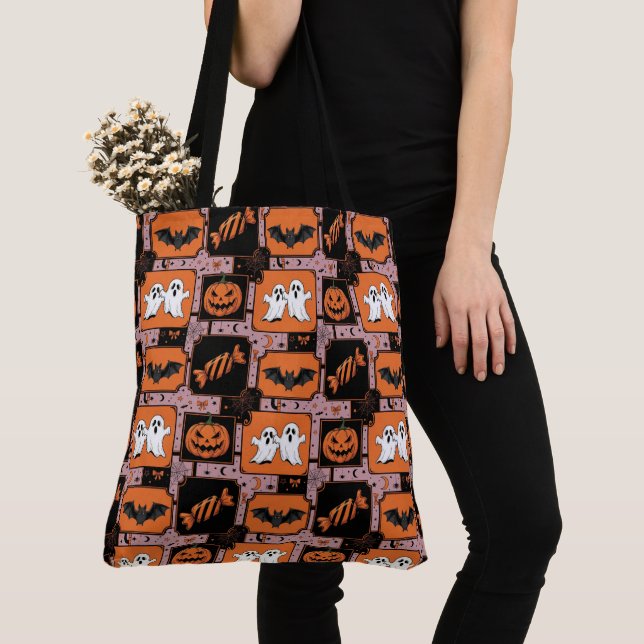 Trickster Tiles: A Halloween Quartet Tote Bag (Close Up)
