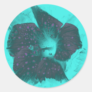 Tricolor Abstract Hibiscus Classic Round Sticker