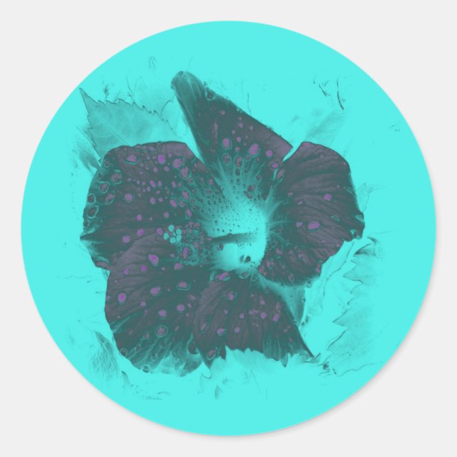 Tricolor Abstract Hibiscus Classic Round Sticker (Front)