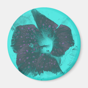 Tricolor Abstract Hibiscus Magnet