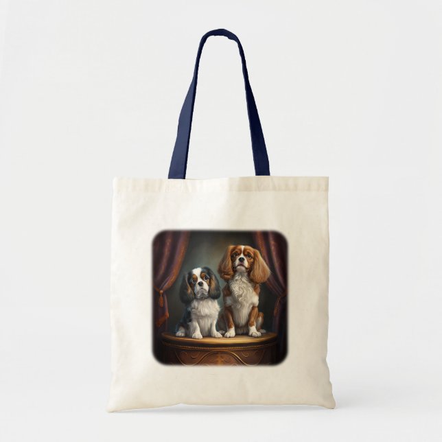 Tricolor and Blenheim Cavalier King Charles Tote Bag (Front)