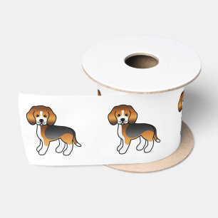 Tricolor Beagle Cute Cartoon Dog Satin Ribbon