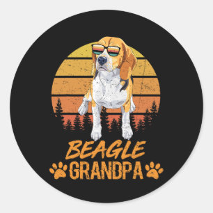 Tricolor Beagle Dog Grandpa Paw Dad Fathers Day Classic Round Sticker