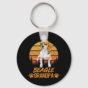 Tricolor Beagle Dog Grandpa Paw Dad Fathers Day Key Ring