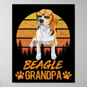 Tricolor Beagle Dog Grandpa Paw Dad Fathers Day  Poster
