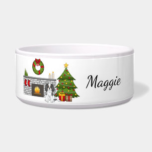Tricolor Cavalier Dog In A Christmas Room & Name