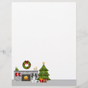 Tricolor Cavalier Dog In A Festive Christmas Room Custom Letterhead