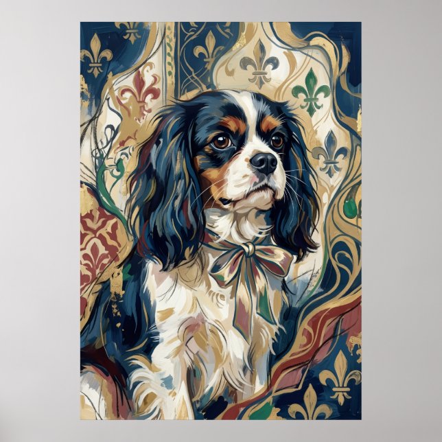 Tricolor Cavalier Fleur de Lis Portrait Poster (Front)
