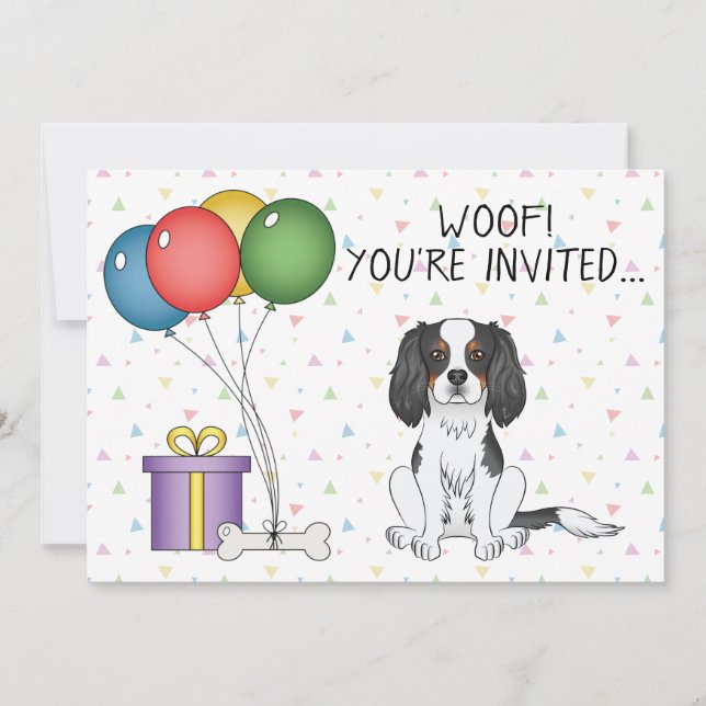 Tricolor Cavalier King Charles Spaniel - Birthday Invitation (Front)