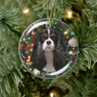 Tricolor Cavalier King Charles Spaniel Ceramic Tree Decoration