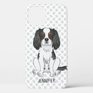 Tricolor Cavalier King Charles Spaniel Dog & Name iPhone 12 Case