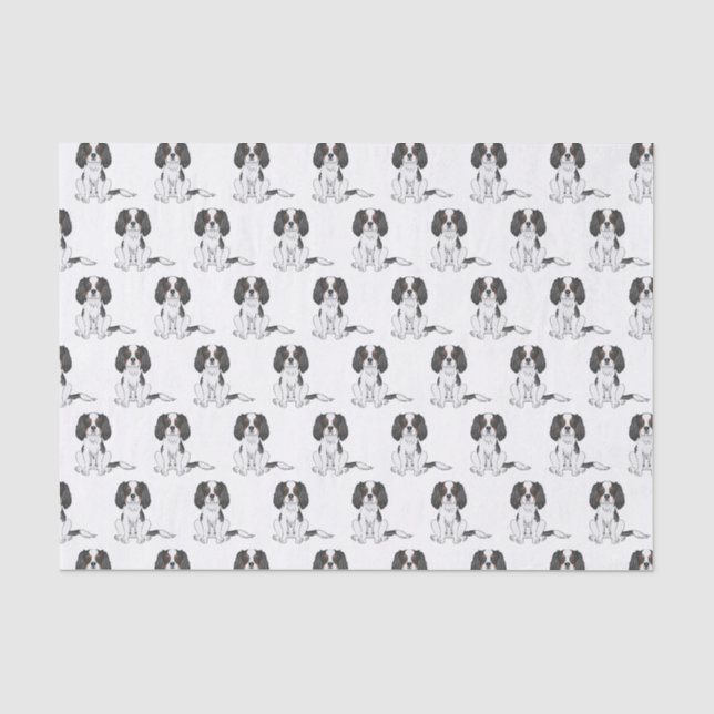 Tricolor Cavalier King Charles Spaniel Dog Pattern Tissue Paper (Front)