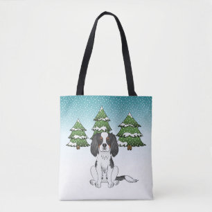 Tricolor Cavalier King Charles Spaniel In Winter Tote Bag