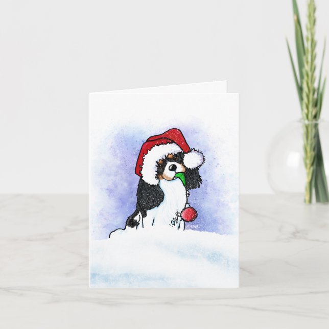 Tricolor Cavalier Spaniel Christmas Card (Front)