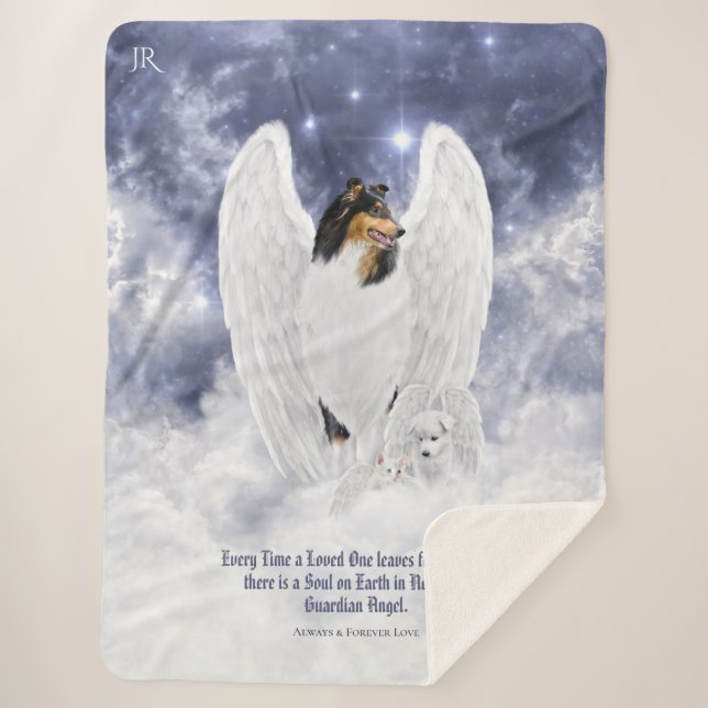 Tricolor Collie Angel & Cherubim, Dog Heaven - Sherpa Blanket (Front)