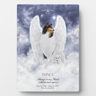 Tricolor Collie Angel in Dog Heaven - Pet Memorial Plaque
