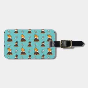 Tricolor Corgi Butts and Bones Luggage Tag
