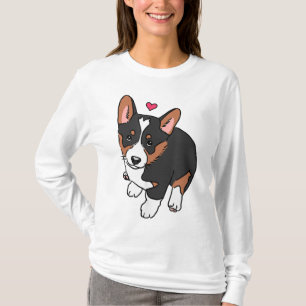 Tricolor Corgi Puppy Dog, Cute Corgi, Corgi Drawin T-Shirt