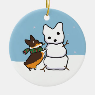Tricolor Corgi Snowman Ornament | CorgiThings