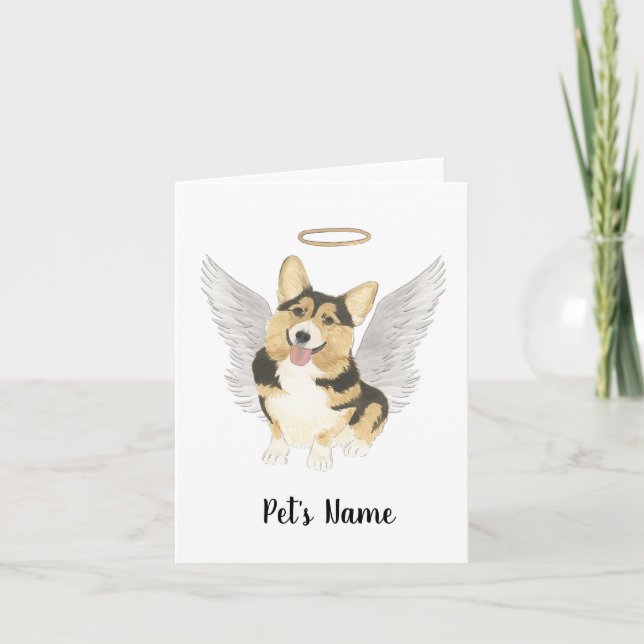 Tricolor Corgi Sympathy Memorial Card (Front)