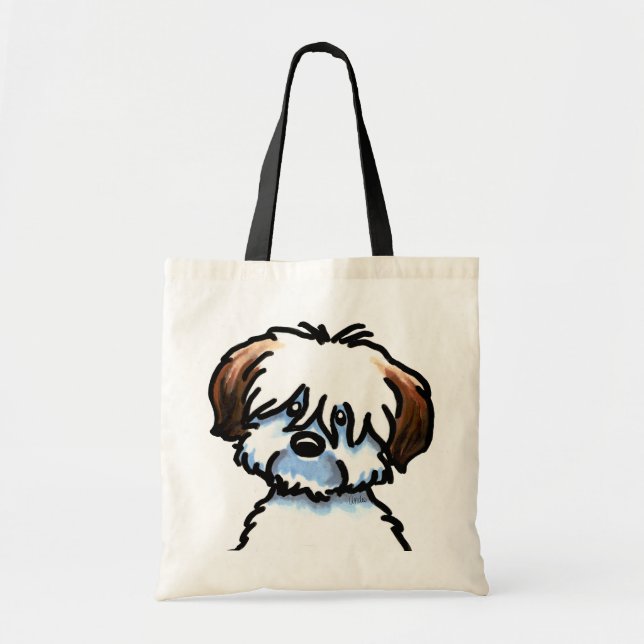 Tricolor Coton de Tulear Face Tote Bag (Front)