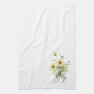 tricolor daisy(Chrysanthemum carinatum) by Redouté Tea Towel