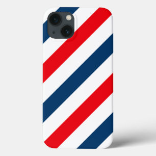 Tricolor Diagonal Stripes(blue, white, and red) iPhone 13 Case