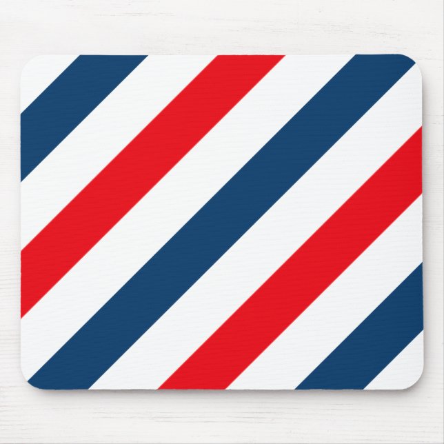 Tricolor Diagonal Stripes(blue, white, and red) Mouse Pad (Front)