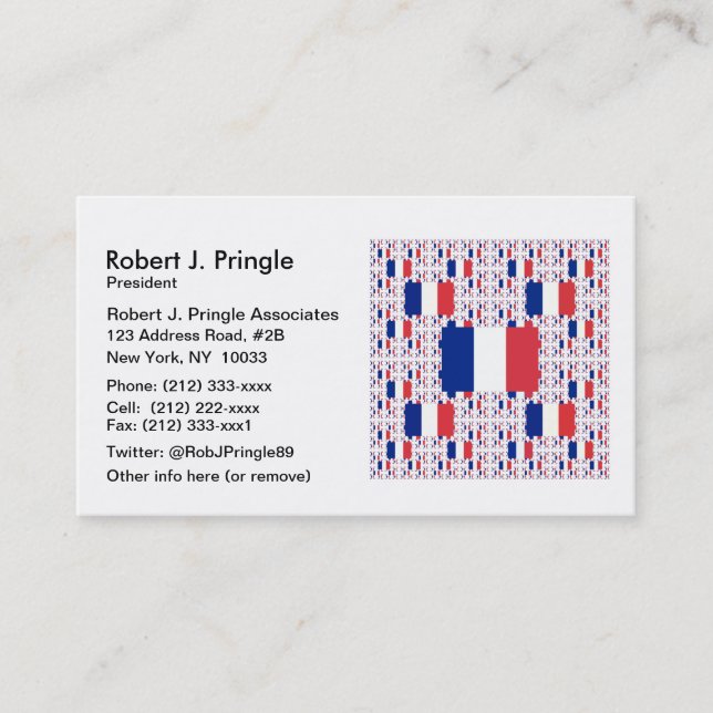 Tricolor France Flag in Multiple Colourful Layers Business Card (Front)