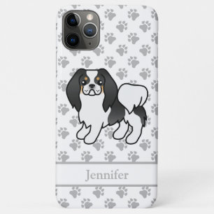 Tricolor Japanese Chin Cartoon Dog & Name Case-Mate iPhone Case