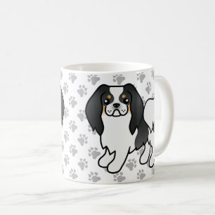 Tricolor Japanese Chin Cartoon Dog & Paws Coffee Mug