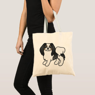 Tricolor Japanese Chin Cartoon Dog Tote Bag