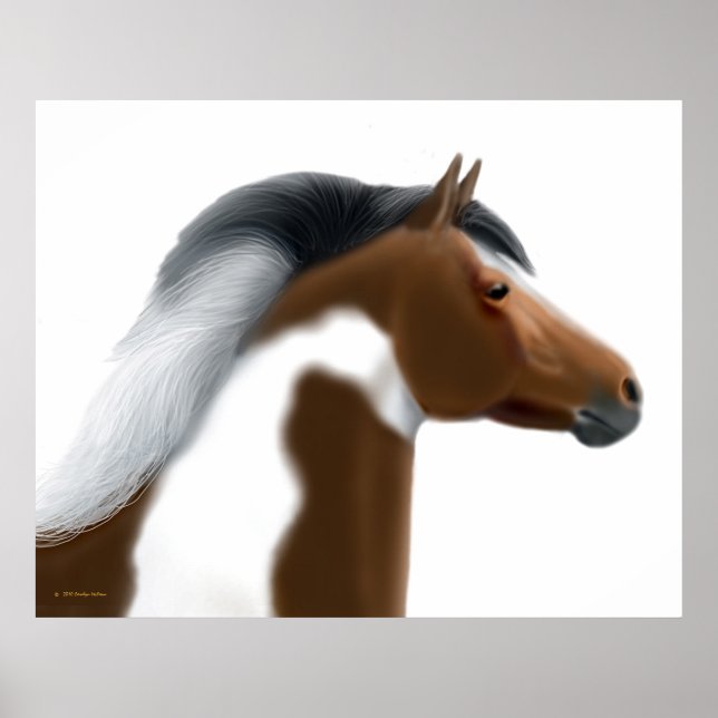 Tricolor Paint Horse Portrait Print (Front)