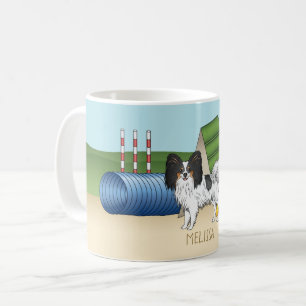 Tricolor Papillon Agility Dog With Your Own Name Coffee Mug