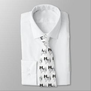 Tricolor Papillon Cute Cartoon Dog Pattern Tie