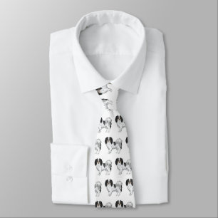 Tricolor Phalène Dog Pattern Cute Dog Lover Tie