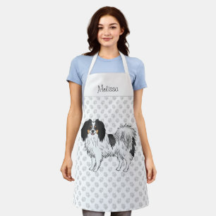 Tricolor Phalène Dog With Paws Cute Dog Lover's Apron