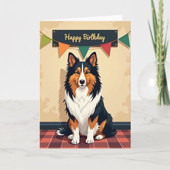 Tricolor Pup Celebration Card (Front)