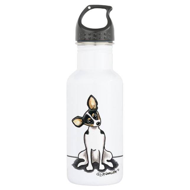 Tricolor Rat Terrier Sit Pretty 532 Ml Water Bottle (Front)