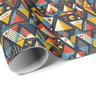 Tricolor Romanian Flag Triangles Wrapping Paper