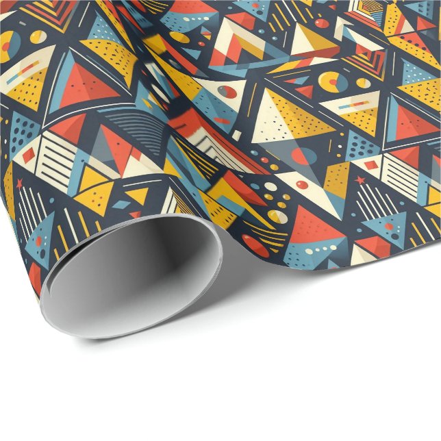 Tricolor Romanian Flag Triangles Wrapping Paper (Roll Corner)