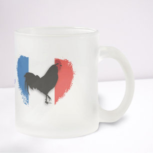 Tricolor Rooster Frosted Glass Coffee Mug