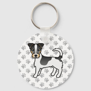 Tricolor Rough Coat Jack Russell Terrier Dog Key Ring